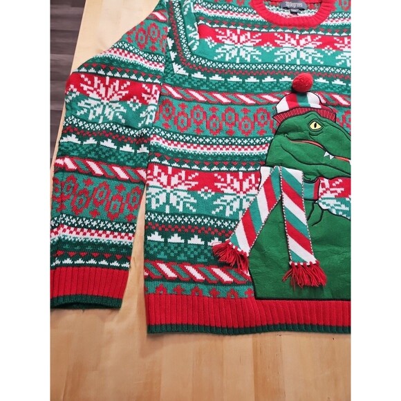 Dinosaur T-Rex Ugly Christmas Sweater 33 Degrees Men's Size XXL - Picture 3 of 16